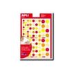 Apli - 6 feuilles gommettes rondes - orange/rouge