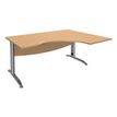 Bureau compact à droite IDRA - L160 cm - Pieds alu - Plateau imitation Hêtre (Pieds de renfort obligatoire à rajouter - non inclus)