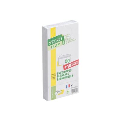 0400000005218-GPV Green - 50 Enveloppes recyclées + 10 gratuites DL 110 x 220 mm - 75 gr - sans fenêtre-Angle gauche-0