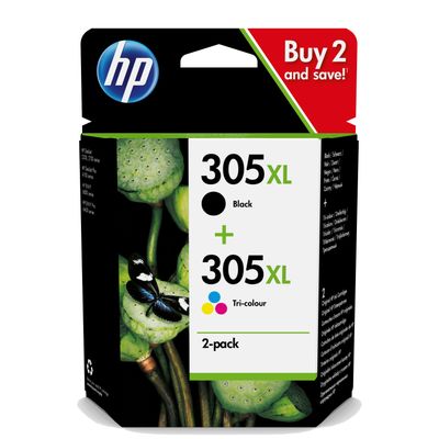 194721452368-HP 305XL - Pack de 2 - noir et 3 couleurs - cartouche d'encre originale (6ZA94AE)--0
