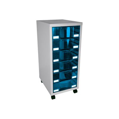 3219090959717-Module de rangement à roulettes 6 tiroirs - anthracite/bleu-Angle gauche-0